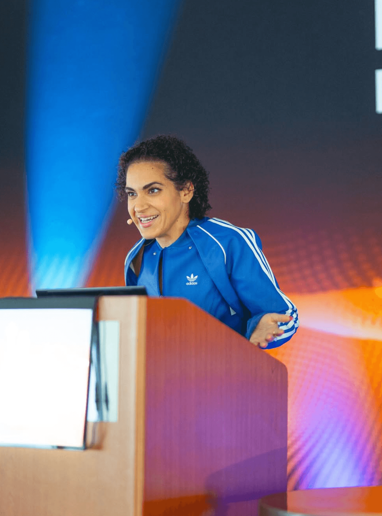 Corinne the Coach on stage